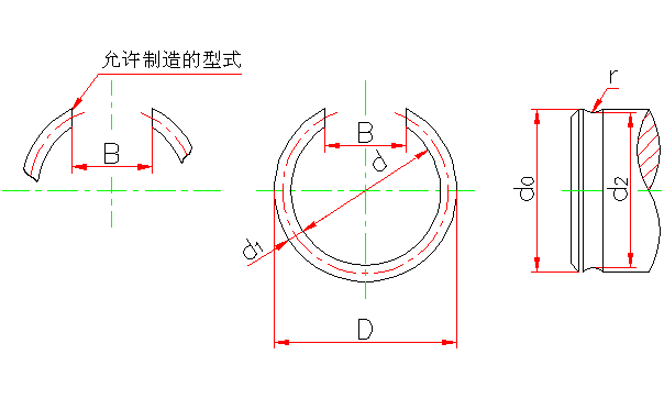 軸用鋼絲擋圈 摘自GB 895.2-86